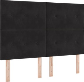 vidaXL Κρεβάτι box spring με στρώμα Μαύρο 140 x 200 cm Βελούδο
