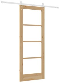 vidaXL Συρόμενη Πόρτα με Σετ Υλικών 78x202 εκ. Συμπαγές Ξύλο Πεύκου