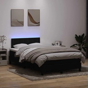 Κρεβάτι Boxspring με Στρώμα & LED Μαύρο 1120x210 εκ. Βελούδινο