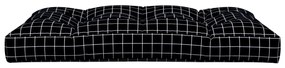 vidaXL Μαξιλάρι Παλέτας Μαύρο Καρό 120 x 80 x 12 εκ. Υφασμάτινο