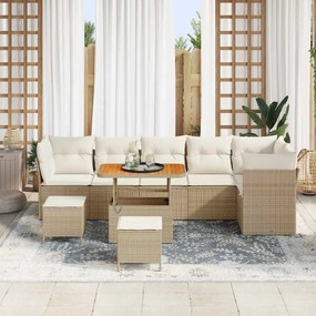 vidaXL Σετ Καναπέ Κήπου 9 pcs Μπεζ συνθετικό ρατάν