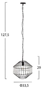 ΦΩΤΙΣΤΙΚΟ ΟΡΟΦΗΣ ΚΡΕΜΑΣΤΟ HM4092 ΜΕΤΑΛΛΙΚΟ ΜΑΥΡΟ ΚΑΠΕΛΟ Φ33,5x29-127,5Υεκ.