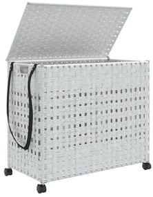 vidaXL Καλάθι Άπλυτων με Τροχούς Λευκό 66x35x60 εκ. από Ρατάν