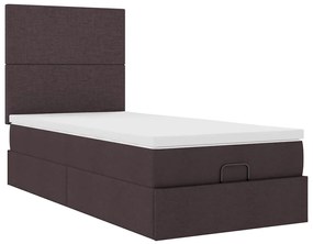 vidaXL Οθωμανικό κρεβάτι με στρώμα σκούρο καφέ 100x200cm ύφασμα