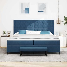 vidaXL Κρεβάτι με ελατήρια με στρώμα Μπλε 200 x 200 cm ύφασμα