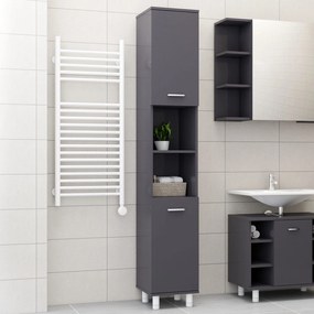 vidaXL Στήλη Μπάνιου Γυαλιστερό Γκρι 30 x 30 x 179 εκ. Μοριοσανίδα