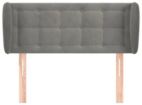 Κεφαλάρι με Πτερύγια Ανοιχτό Γκρι 93x23x78/88 εκ. Βελούδινο 3117614