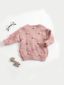 Girl Knit Pompom Handmade Jacket - Pink