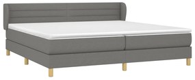 vidaXL Κρεβάτι Boxspring με Στρώμα Σκούρο Γκρι 200x200 εκ. Υφασμάτινο