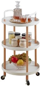 Τρόλεϊ κουζίνας "BAR" τριών θέσεων από μέταλλο σε χρώμα λευκό 48x48x82