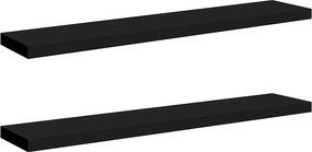 vidaXL Ράφια Τοίχου 2 τεμ. Μαύρα 120x23,5x3,8 εκ. MDF