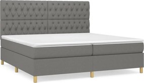 vidaXL Κρεβάτι Boxspring με Στρώμα Σκούρο Γκρι 200x200 εκ. Υφασμάτινο