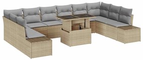 vidaXL Σετ Καναπέ Κήπου με αποθήκευση 11 pcs Μπεζ Πολυ ράταν