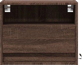 vidaXL Κομοδίνο Επιτοίχιο με Φώτα LED Καφέ Δρυς