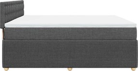 vidaXL Κρεβάτι Boxspring με Στρώμα Σκούρο Γκρι 200x200 εκ. Υφασμάτινο