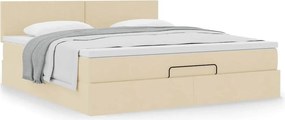 vidaXL Οθωμανικό κρεβάτι με στρώμα Cream 180x200cm ύφασμα