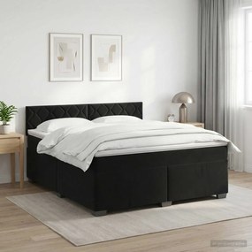vidaXL Κρεβάτι box spring με στρώμα Μαύρο 180 x 200 cm Βελούδο