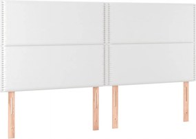 vidaXL Κρεβάτι Boxspring με Στρώμα &amp; LED Λευκό 200x200 εκ. Συνθ. Δέρμα
