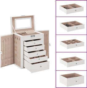 vidaXL Κοσμηματοθήκη 6 Επιπέδων με καθρέφτη Κλειδώσιμο Λευκό