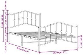 Πλαίσιο Κρεβατιού με Κεφαλάρι/Ποδαρικό Μαύρο 100x200εκ. Μέταλλο - Μαύρο