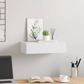 vidaXL Ράφι Επιτοίχιο με Συρτάρι Λευκό 40 x 23,5 x 10 εκ. από MDF