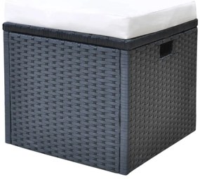 vidaXL Σετ Τραπεζαρίας Εξ. Χώρου 6 τεμ. Μαύρο Συνθ. Ρατάν με Μαξιλάρια