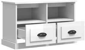 vidaXL Έπιπλο Τηλεόρασης Γυαλ. Λευκό 80x35x50 εκ. Επεξεργασμένο Ξύλο