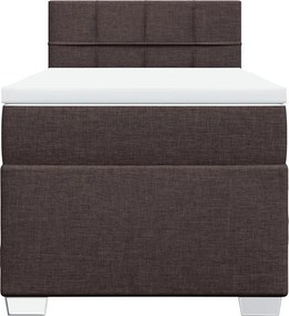 vidaXL Κρεβάτι Boxspring με Στρώμα Σκούρο Καφέ 80x200 εκ. Υφασμάτινο