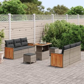 vidaXL Σετ Καναπέ Κήπου 9 pcs Γκρι Πολυέστερ και Κατασκευασμένο Ατσάλι