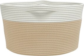 vidaXL Καλάθι Αποθήκευσης Μπεζ και Λευκό Ø40 x 25 εκ. Βαμβακερό