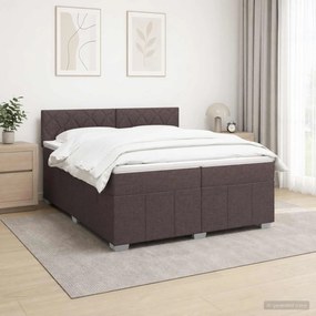 vidaXL Κρεβάτι box spring με στρώμα Σκούρο Καφέ 200 x 200 cm Ύφασμα