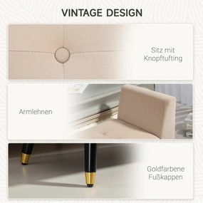 HOMCOM Βελούδινο Παγκάκι με Αποθηκευτικό Χώρο, Μπράτσα, Βελούδινο Πολυεστέρας, Καουτσούκ Ξύλο, 107 x 42 x 65 cm, Μπεζ