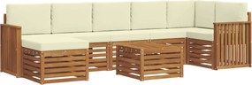 vidaXL Σειρά Καναπέ Εξωτερικού με μαξιλάρι 8 pcs Φυσικό και Κρέμα