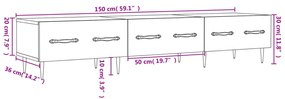 Έπιπλο Τηλεόρασης Λευκό 150 x 36 x 30 εκ. Επεξεργασμένο Ξύλο - Λευκό