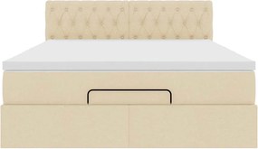 vidaXL Οθωμανικό κρεβάτι με στρώμα Cream 140x190cm ύφασμα