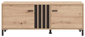 Έπιπλο Τηλεόρασης Laval 131 2K2V Artisan Oak - Μαύρο 132x40x52 εκ. 132x40x52 εκ.
