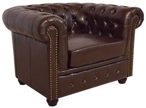 Πολυθρόνα T.Chesterfield Polina PU Σκούρο Καφέ 110x90x73Yεκ.