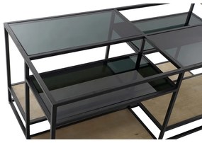 Τραπεζάκι Καφέ DKD Home Decor 8424001787234 Μαύρο Πολύχρωμο Φυσικό Ξύλο Μέταλλο Καθρέφτης 120 x 60 x 50 cm