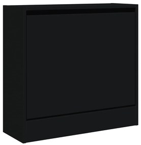 Παπουτσοθήκη Μαύρη 60 x 21 x 57 εκ. από Επεξεργασμένο Ξύλο - Μαύρο