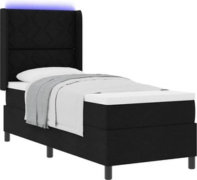 vidaXL LED Κρεβάτι με βάθρο με στρώμα Μαύρο 80 x 200 cm ύφασμα