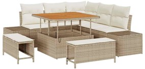 vidaXL Σετ Καναπέ Κήπου με μαξιλάρι 8 pcs Μπεζ συνθετικό ρατάν