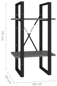 vidaXL Βιβλιοθήκη με 2 Ράφια Γκρι 40 x 30 x 70 εκ. από Επεξ. Ξύλο
