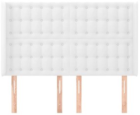 Κεφαλάρι με Πτερύγια Λευκό 147x16x118/128 εκ. Συνθ. Δέρμα - Λευκό