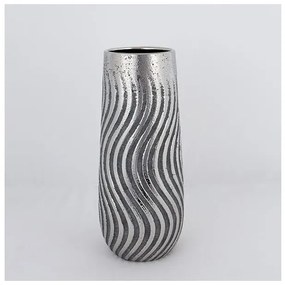 Βάζο Κεραμικό καφέ &amp; Ασημί 14.5x4.5x35cm 752-20386 Estheti-752-20386-Ασημί 752-20386