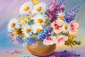 Εικόνα ελαιογραφία με καλοκαιρινά λουλούδια - 90x60