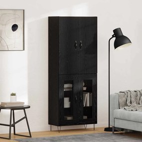 vidaXL Highboard 2 pcs Μαύρη Οξυά Μηχανική ξυλεία και γυαλί