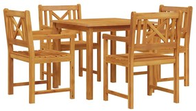 vidaXL Σέτ φαγητού για κήπο 5 pcs Καφέ Μασίφ ξύλο ακακίας