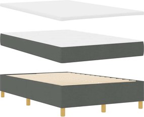 vidaXL LED Κρεβάτι με βάθρο Σκούρο Γκρι 120 x 200 cm ύφασμα