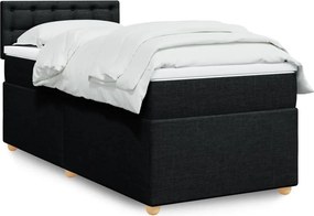 vidaXL Κρεβάτι Boxspring με Στρώμα Μαύρο Single Υφασμάτινα