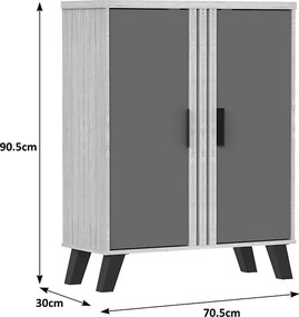 Παπουτσοθήκη-ντουλάπι Shoby pakoworld ανθρακί-sonoma 70.5x30x91εκ